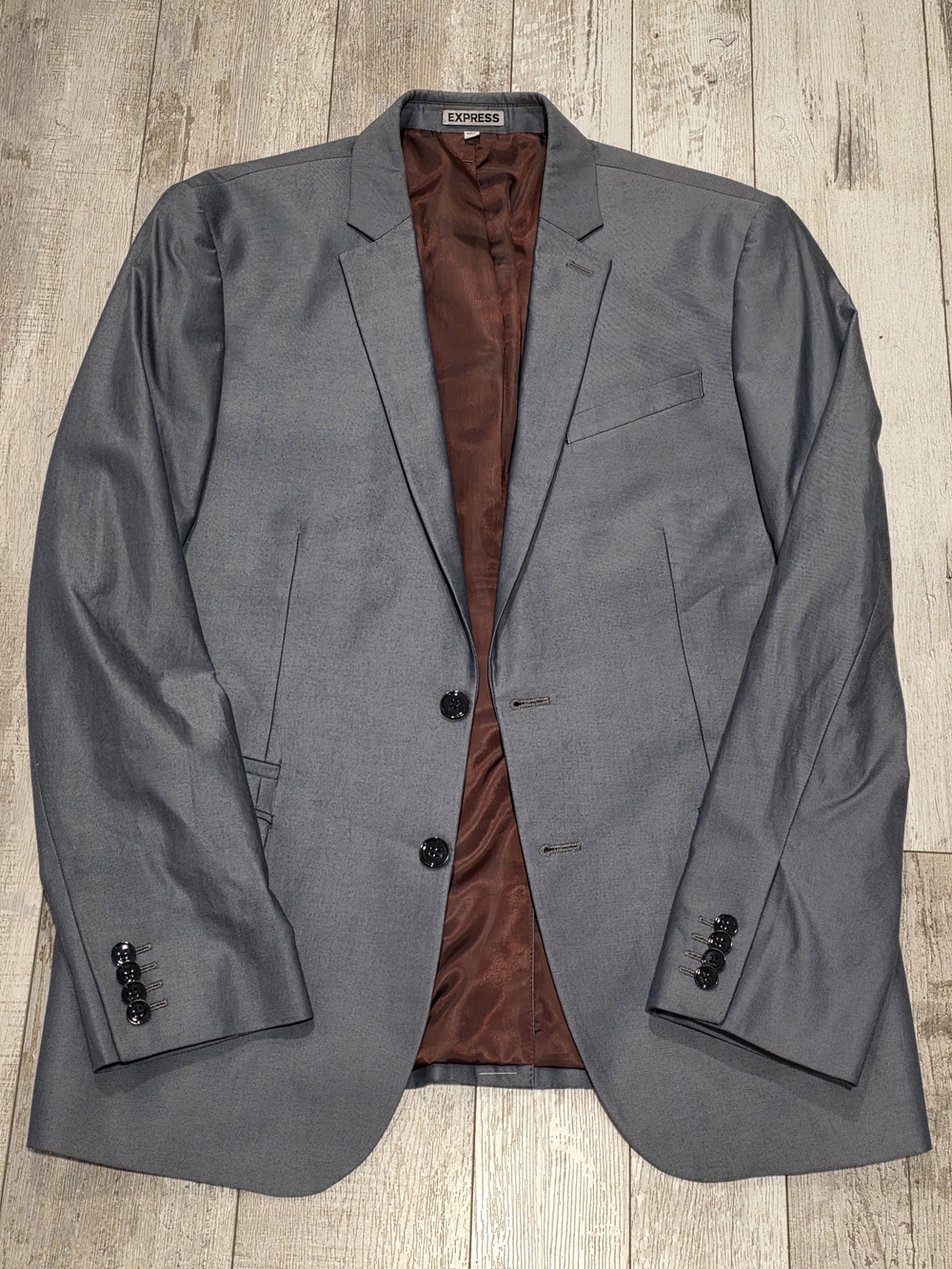 42R Men's Express Photographer Blazer 100% Cotton Slim Fit Gray Sport Coat